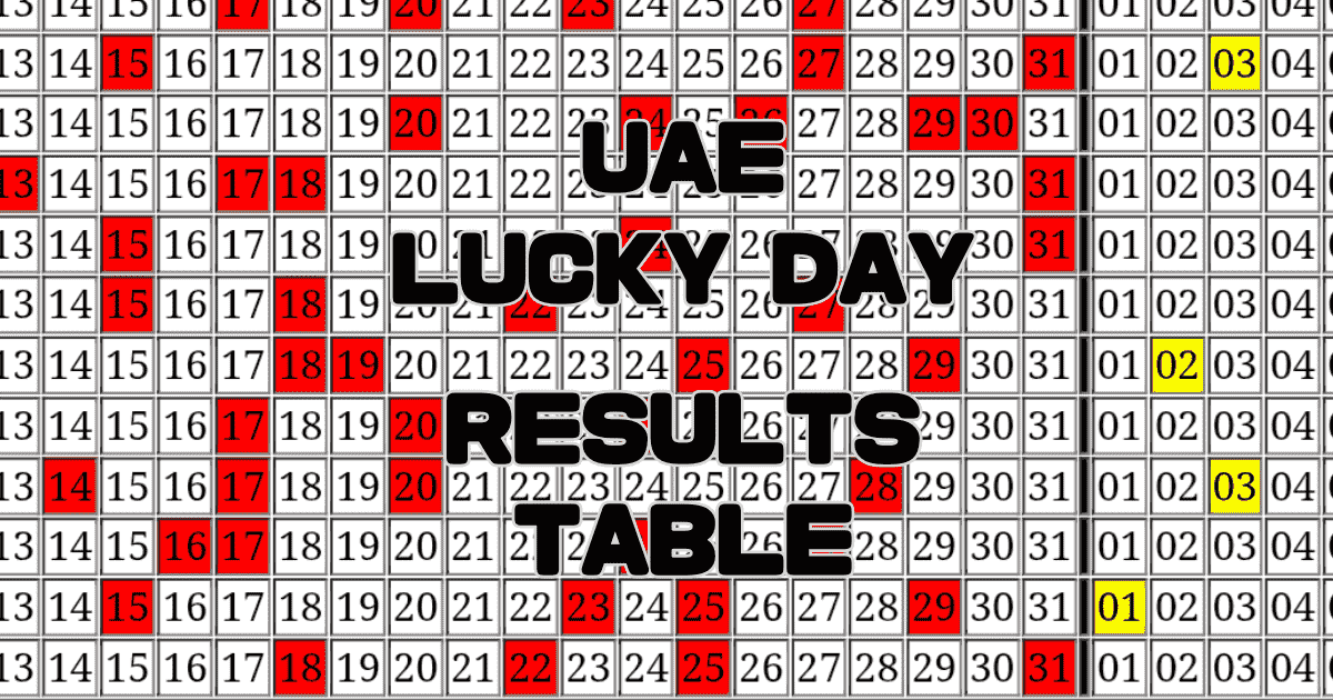 UAE Lucky Day Results Table